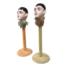 Antique Mannequin Head Hat Stands, Pair