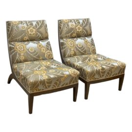 Roman Thomas Custom Avery Silk Jacquard Chairs, Pair. Original Price: $8,000
