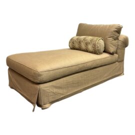 Custom Design Golden Silk Dupioni Rolled Back Chaise Lounge + Lumbar Pillow