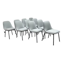 NEW Bernhardt Chloe Dining Side Chairs in Sky, Set of Ten. Original Price: $16,580