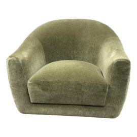 NEW Custom Made Oliver Swivel Chair in Moss Green Mohair. Original Price: $3,350