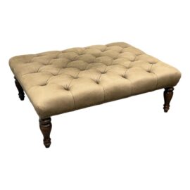 De Sousa Hughes Custom Design Todd Hase Nubuck Leather Tufted Ottoman. Original Price: $3,000
