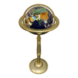 Gemstone World Globe on Satin Brass Stand