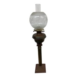 Victorian Brass + Glass Banquet Oil Lamp