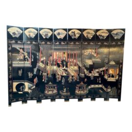 Vintage Chinese Eight Panel Lacquer Coromandel Screen