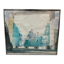 Circa 1982 Larry Welden "Capital Reflections" Original Watercolor. Original Price: $1,700