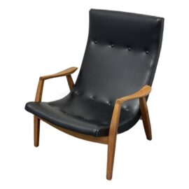 In the Style of Milo Baughman Hi-Back Scoop Chair