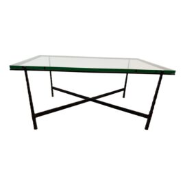 Custom Hammered Iron + Glass Coffee Table. Original Price: $7,000