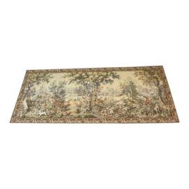 Vintage Belgium Attributed Large Tapestry + Rods