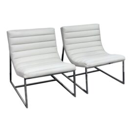 Noble House Leather Taher Chairs, Pair