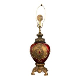 Antique Hollywood Regency Metal Table Lamp