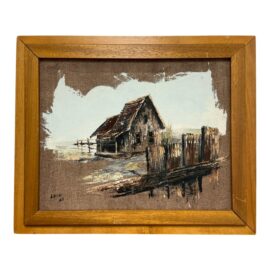 Circa 1963 Vintage Artist Lace Framed Rustic Barn Painting