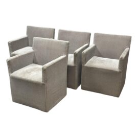Restoration Hardware Ellison Track Arm Dining Chairs on Casters, Latte, Set of Four. Original Price: $5,310