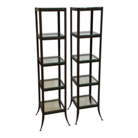 Crate & Barrel Steel + Glass Etagere, Pair. Original Price: $1,300
