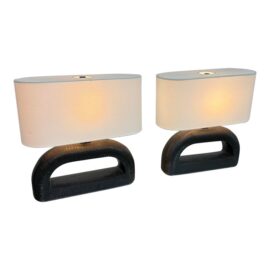 Kelly Wearstler Utopia Iron Combed Console Lamps, Pair. Original Price: $2,200