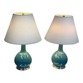 Christopher Spitzmiller Cameron in Hydrangea Table Lamps, Pair. Original Price: $7,880
