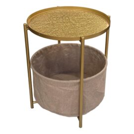 Boho Chic Brass Accent Table + Storage Bin
