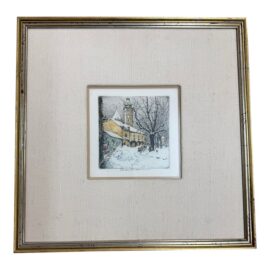Circa 1954 Robert Kasimir "Grinzing in Winter" Hand Colored Etching, Framed
