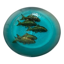 George Bucquet Mad River Cast Glass Bowl + Gold Fish
