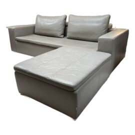 Bo Concept Mezzo Gray Leather Sofa + Ottoman. Original Price: $6,700