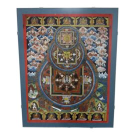 Vintage Tibetan Buddist Thangka Scroll, Framed