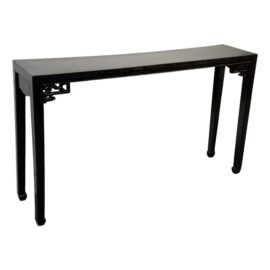 Vintage Steel Chinese Black Lacquer Console