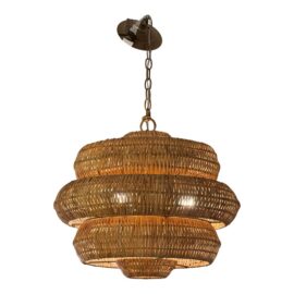 Currey & Company Antibes Small Rattan Chandelier. Original Price: $1,600