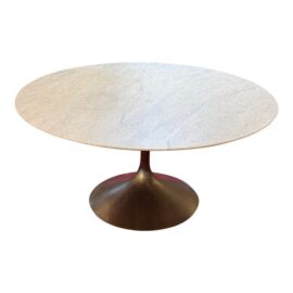 Restoration Hardware Aero Italian Carrara Marble Pedestal Dining Table. Original Price: $6,300