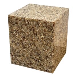 Contemporary Mother of Pearl + Resin Cube Side Table