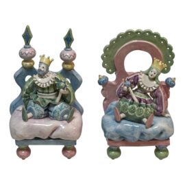 Gump's Limited Edition Majolica King + Queen, Pair
