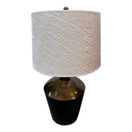 Vintage Hammered Tribal Brass Table Lamp + Textured Shade