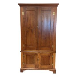 Antique American Pine Wood Cabinet With Cherry Finish