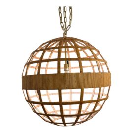 NEW Serena & Lily Sutro Rattan Pendant. Original Price: $800
