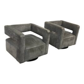 Restoration Hardware Drew Swivel Chairs, a Pair. Original Price: $13,500