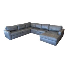 Room & Board Taft Leather Sectional, Cape Slate. Original Price: $16,500
