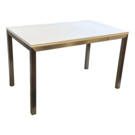 Crate & Barrel Parsons Stainles Steel + Laminate Dining Table