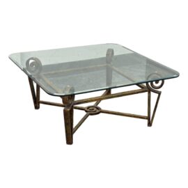 Vintage Post Modern Iron + Glass Coffee Table