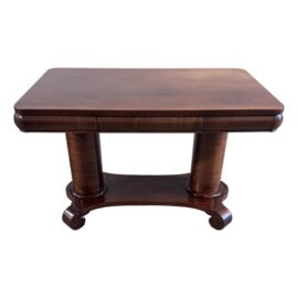 Antique Empire Style Library Pedestal Table + Drawer