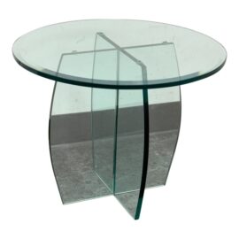 Vintage Post Modern Round Glass Side Table