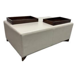 Plantation Home Leather Ottoman + Two Trays. Original Price: 3,645