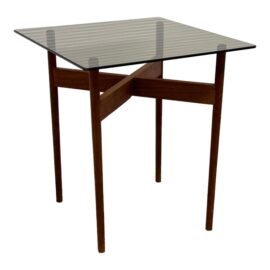 Mid 20th Century Teak + Glass Side Table