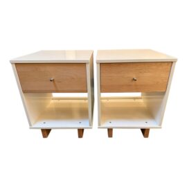 Room & Board Moda White + Natural Nightstands, Pair, Original Price: $1,600