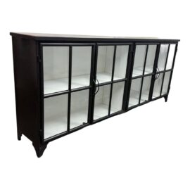 Four Hands Black Metal Camila Sideboard With Paned Glass Cabinet Doors. Original Price: $2,200