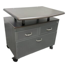 Rolling Office Printer Table With Perforated Steel Drawers