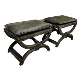 Louis XVI Style French Ponyhair Curules, Pair