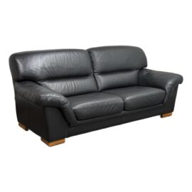 Gamma Arredamenti Full-Grain Leather Italian Sofa, Black. Original Price: $8,400
