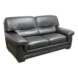 Gamma Arredamenti Full-Grain Leather Italian Sofa, Black. Original Price: $9,600