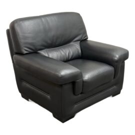 Gamma Arredamenti Full-Grain Leather Italian Arm Chair, Black