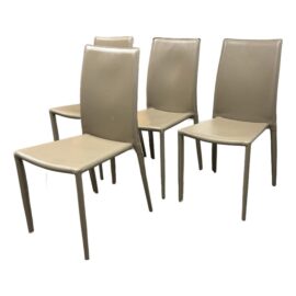 Modern Taupe Faux Leather Dining Chairs, Set of Four