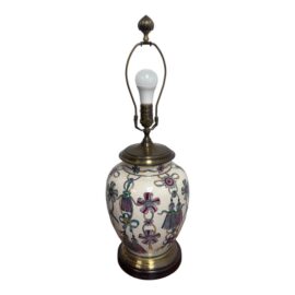 Vintage Wildwood Table Lamps With Hand Painted Bow Designs